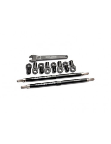 Traxxas Toe links, Revo (7075-T6 aluminum, black-anodized)(128mm, fits front or rear) (2)