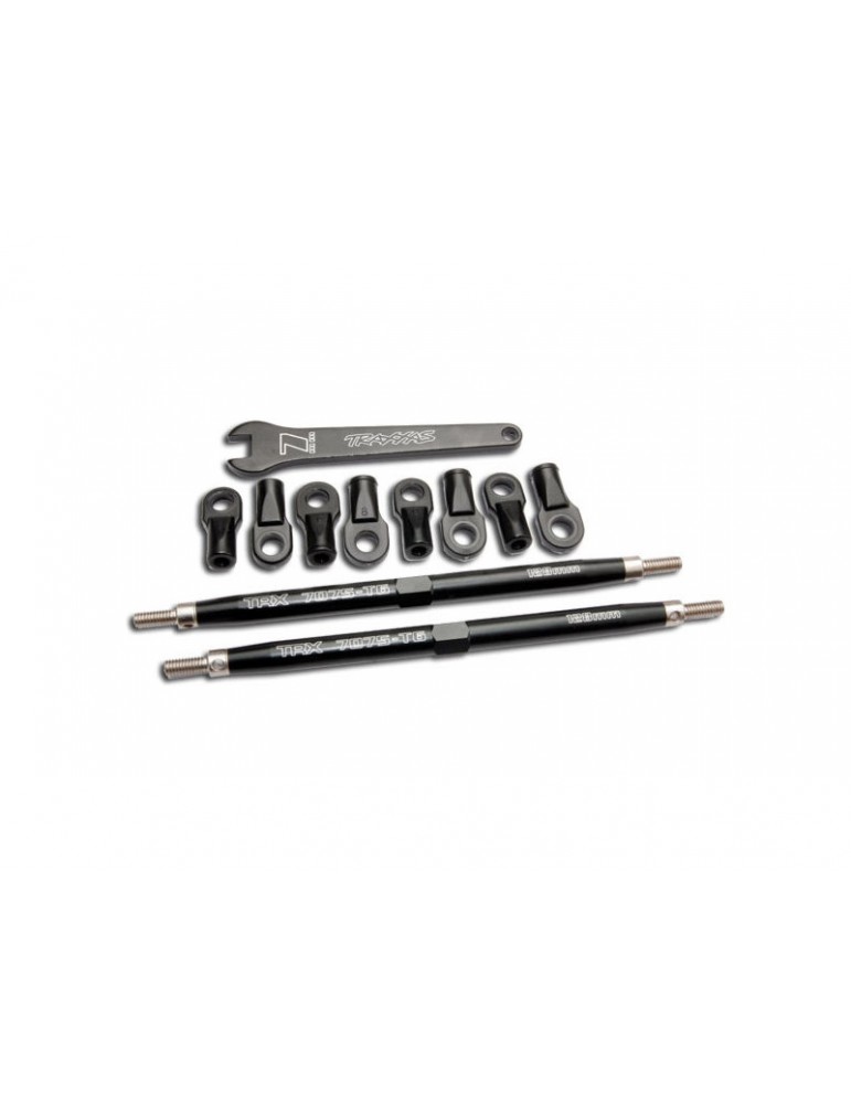 Traxxas Toe links, Revo (7075-T6 aluminum, black-anodized)(128mm, fits front or rear) (2)