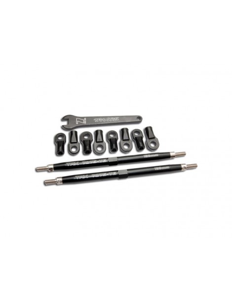 Traxxas Toe links, Revo (7075-T6 aluminum, black-anodized)(128mm, fits front or rear) (2)