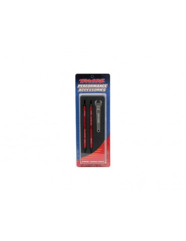 Traxxas Toe links, Revo (7075-T6 aluminum, red-anodized) (128mm, fits front or rear) (2)