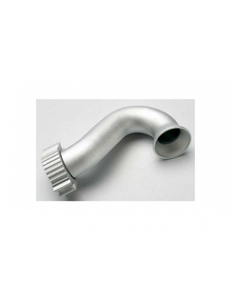 Traxxas Header, exhaust (tubular aluminum, silver-anodized) (TRX 2.5, 2.5R)