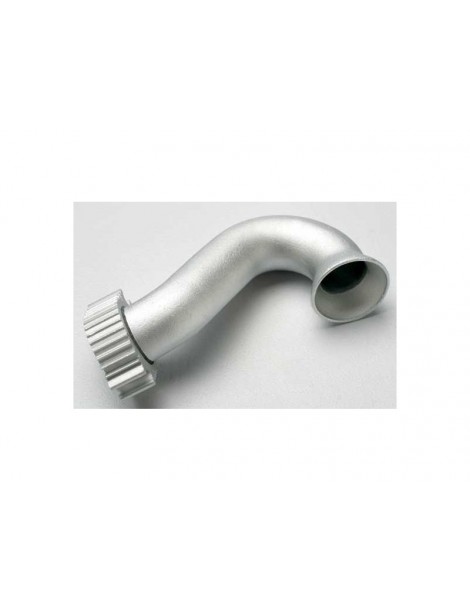 Traxxas Header, exhaust (tubular aluminum, silver-anodized) (TRX 2.5, 2.5R)