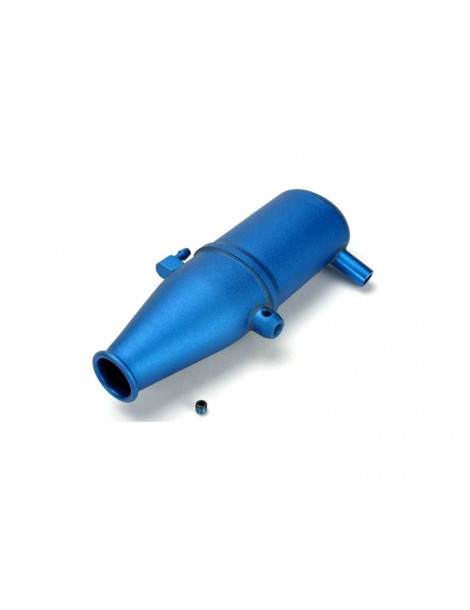 Traxxas Tuned pipe, aluminum, blue-anodized (dual chamber with pressure fitting)/ 4mm GS