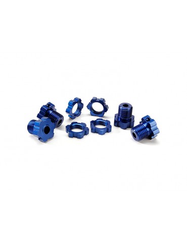 Traxxas Wheel hubs, splined, 17mm (blue-anodized) (4)/ wheel nuts (4)