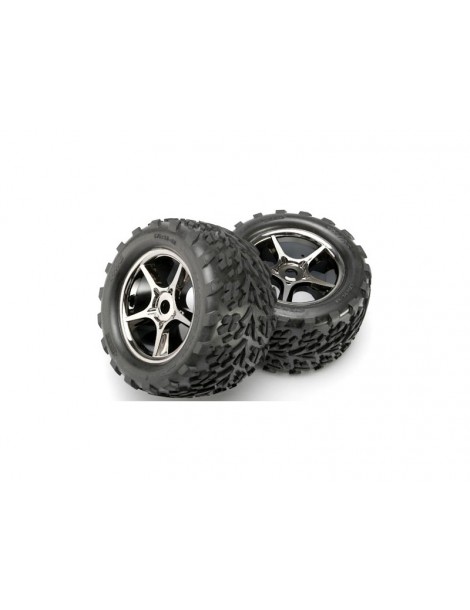 Traxxas Tires & wheels 3.8", Gemini black chrome wheels, 17mm splined hub (2)