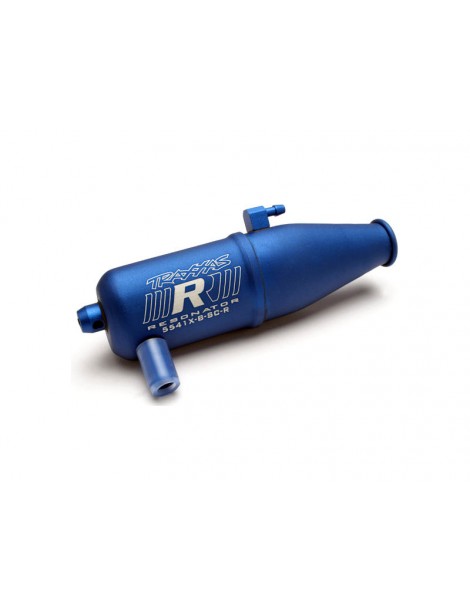 Traxxas Tuned pipe, Resonator, R.O.A.R. legal, blue-anodized (aluminum, single chamber)