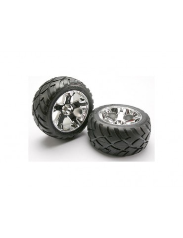 Traxxas Tires & wheels 2.8", All-Star chrome wheels, Anaconda tires (2)