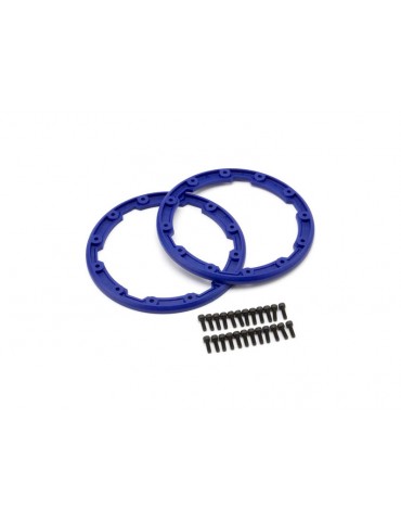 Traxxas Sidewall protector, beadlock style (blue) (2) (for use with Geode wheels)