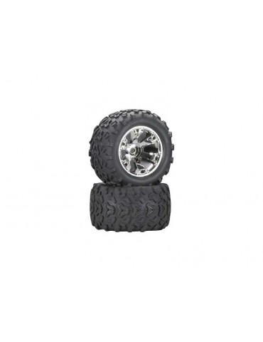 Traxxas Tires & wheels 3.8", Geode chrome S17 wheels, Maxx tires (2) (2WD front only)