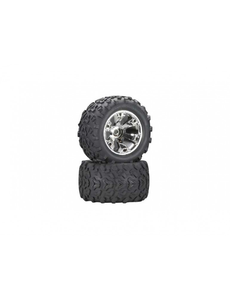 Traxxas Tires & wheels 3.8", Geode chrome S17 wheels, Maxx tires (2) (2WD front only)