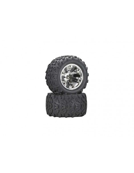 Traxxas Tires & wheels 3.8", Geode chrome S17 wheels, Maxx tires (2) (2WD front only)