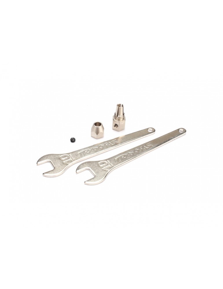 Traxxas Motor coupler, collet style/ GS 4x3 SS (with threadlock) (1)/ wrench, 10mm (2)