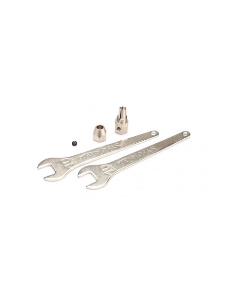 Traxxas Motor coupler, collet style/ GS 4x3 SS (with threadlock) (1)/ wrench, 10mm (2)
