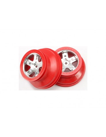Traxxas Wheels 2.2/3.0", SCT satin chrome-red (2) (4WD f/r, 2WD rear)