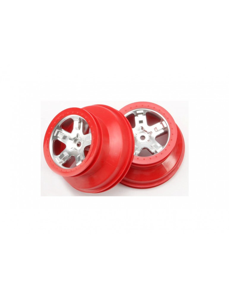 Traxxas Wheels 2.2/3.0", SCT satin chrome-red (2) (4WD f/r, 2WD rear)