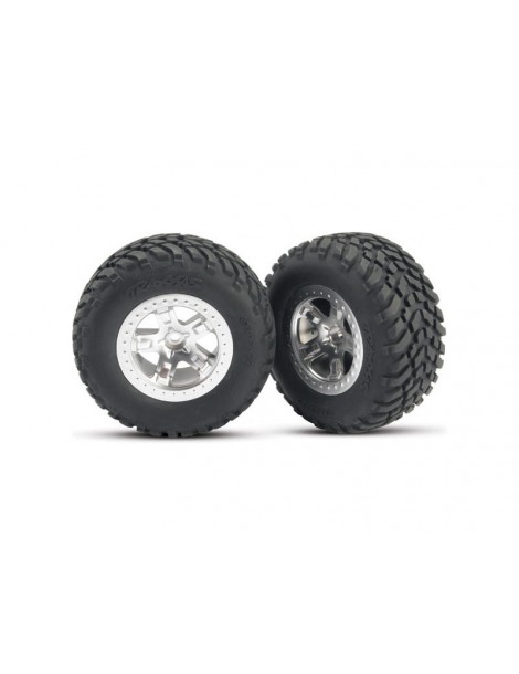 Traxxas Tires & wheels 2.2/3.0", SCT satin chrome wheel, SCT tire (2) (4WD f/r, 2WD r)