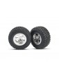 Traxxas Tires & wheels 2.2/3.0", SCT satin chrome wheel, SCT tire (2) (4WD f/r, 2WD r)