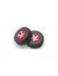 Traxxas Tires & wheels 2.2/3.0", SCT satin chrome-red wheel, SCT tire (2) (4WD f/r, 2WD r)