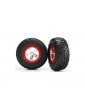 Traxxas Tires & wheels 2.2/3.0", SCT satin chrome-red wheel, SCT tire (2) (4WD f/r, 2WD r)
