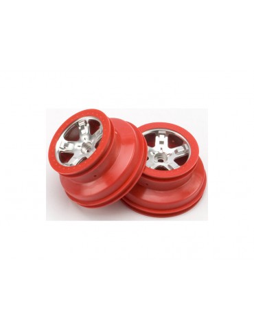 Traxxas Wheels 2.2/3.0", SCT satin chrome-red (2) (2WD front)