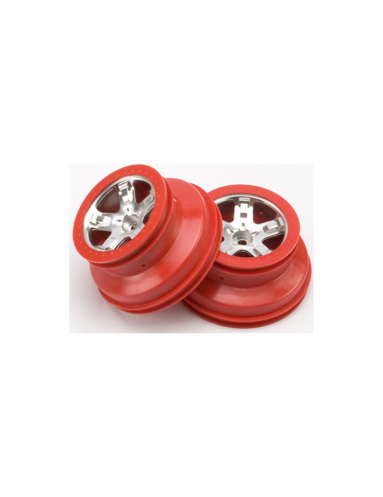 Traxxas Wheels 2.2/3.0", SCT satin chrome-red (2) (2WD front)
