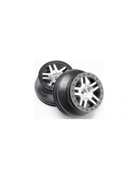 Traxxas Wheels 2.2/3.0", SCT Split-Spoke, satin chrome-black (2) (2WD front)