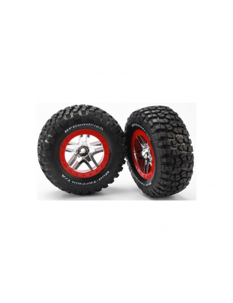 Traxxas Tires & wheels 2.2/3.0", SCT Split-Spoke chrome-red, KM2 tire (2) (2WD front)