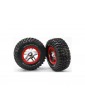 Traxxas Tires & wheels 2.2/3.0", SCT Split-Spoke chrome-red, KM2 tire (2) (2WD front)