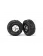 Traxxas Tires & wheels 2.2/3.0", SCT satin chrome-black wheel, KM2 tire (2) (4WD f/r, 2WD r)