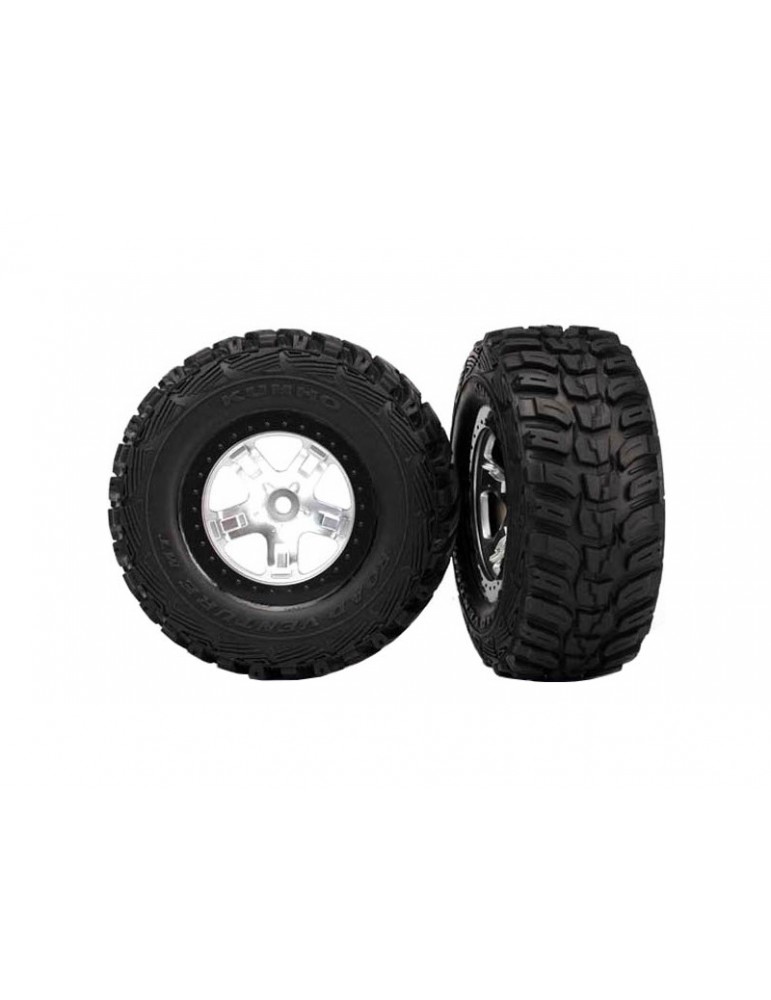Traxxas Tires & wheels 2.2/3.0", SCT satin chrome wheel, Kumho tire (2) (4WD f/r, 2WD rear)