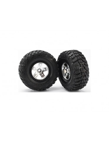 Traxxas Tires & wheels 2.2/3.0", SCT satin chrome-black wheel, Kumho tire (2) (2WD front)
