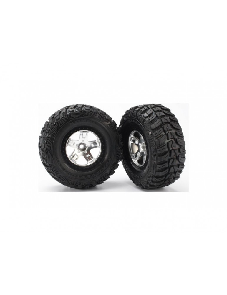 Traxxas Tires & wheels 2.2/3.0", SCT satin chrome-black wheel, Kumho tire (2) (2WD front)