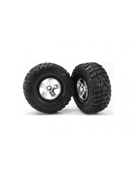 Traxxas Tires & wheels 2.2/3.0", SCT satin chrome-black wheel, Kumho tire (2) (2WD front)