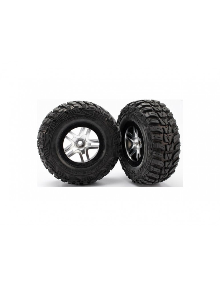 Traxxas Tires & wheels 2.2/3.0", SCT Split-Spoke satin chrome-black, Kumho S1 tire (2) (2WD front)