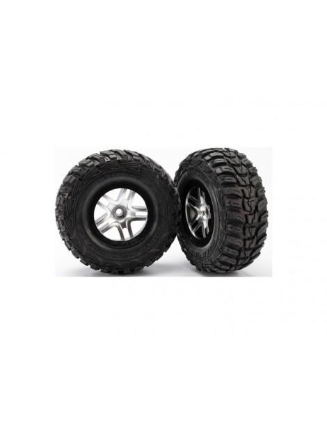 Traxxas Tires & wheels 2.2/3.0", SCT Split-Spoke satin chrome-black, Kumho S1 tire (2) (2WD front)