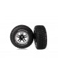 Traxxas Tires & wheels 2.2/3.0", SCT Split-Spoke black-satin chrome, KM2 tire (2) (2WD front)