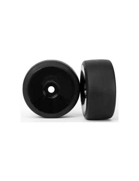 Traxxas Tires & wheels, black, dished wheels, slick S1 tires (2) (rear)