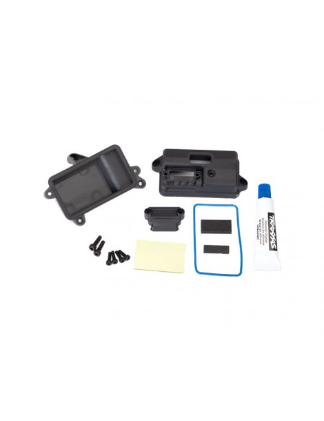 Traxxas Box, receiver (sealed)/ foam pad/ 2.5x8mm CS (4)/ 3x10mm CS (2)