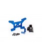 Traxxas Shock tower, front, 7075-T6 aluminum (blue-anodized)/ body mount bracket