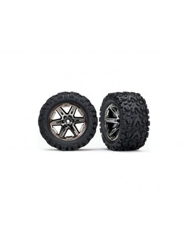 Traxxas Tires & wheels 2.8", RXT black chrome wheels, Talon Extreme tires (2)