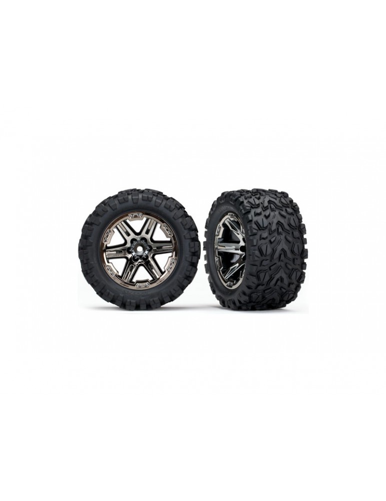 Traxxas Tires & wheels 2.8", RXT black chrome wheels, Talon Extreme tires (2)