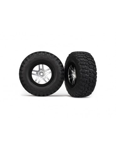 Traxxas Tires & wheels 2.2/3.0", SCT Split-Spoke satin chrome-black, KM2 tire (2)