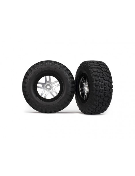 Traxxas Tires & wheels 2.2/3.0", SCT Split-Spoke satin chrome-black, KM2 tire (2)