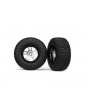 Traxxas Tires & wheels 2.2/3.0", SCT Split-Spoke satin chrome-black, KM2 tire (2)