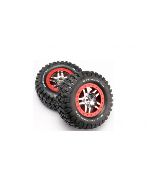 Traxxas Tires & wheels 2.2/3.0", SCT Split-Spoke chrome-red, KM2 tire (2)