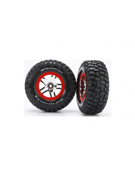 Traxxas Tires & wheels 2.2/3.0", SCT Split-Spoke chrome-red, KM2 S1 tire (2)