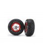 Traxxas Tires & wheels 2.2/3.0", SCT Split-Spoke chrome-red, KM2 S1 tire (2)