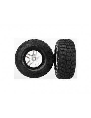 Traxxas Tires & wheels 2.2/3.0", SCT Split-Spoke satin chrome-black, Kumho S1 tire (2)