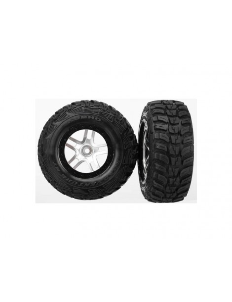 Traxxas Tires & wheels 2.2/3.0", SCT Split-Spoke satin chrome-black, Kumho S1 tire (2)