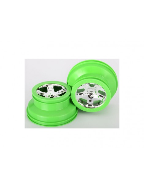 Traxxas Wheels 2.2/3.0", SCT, chrome, green beadlock style (2)